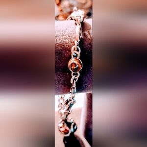 Brighton Silvertone Brown Tiger eye gemstone design pattern bracelet.